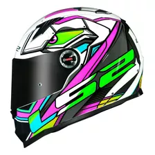 Capacete Ls2 Ff358 Xdron Rosa Branco Verde