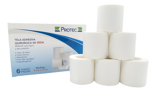Tela Adhesiva Quirúrgica De Seda 5cm X 10m Protec Cja 6 Pz