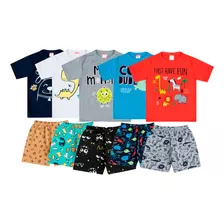 Kit Lote 5 Conjunto Roupa Infantil Menino Masculino Atacado