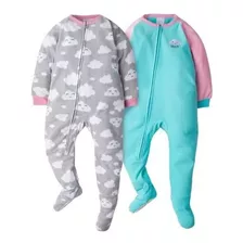Macacão Soft / Pijama Fleece Gerber Bebê Menina Kit Com 2