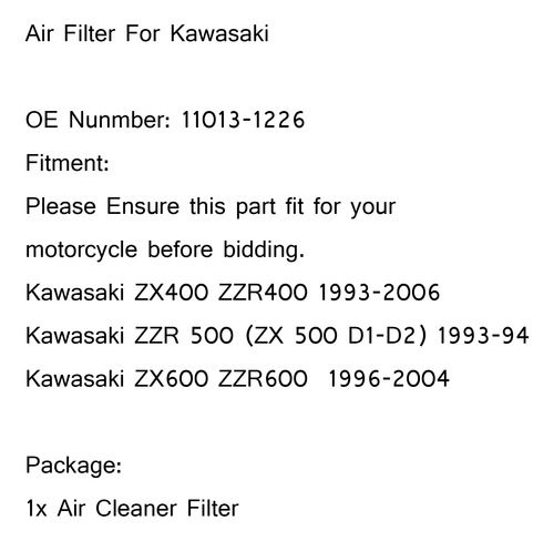 Filtro De Aire P/ Kawasaki Zx400g Ninja Zx4 Zzr400 Foto 5