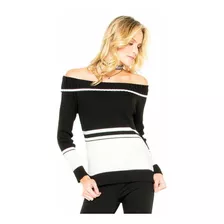 Blusa Ombro A Ombro Listrada Em Tricot - Lança Perfume