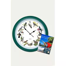 Relógio De Parede Com Sons De Pássaros Na Cor Verde
