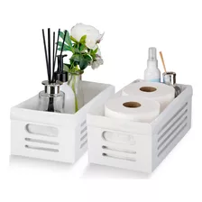 Paquete De 2 Cajas De Decoración De Baño Blancas Para Alm.