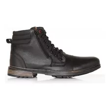 Bota Masculina De Couro Cano Curto Ziper Lateral Inverno