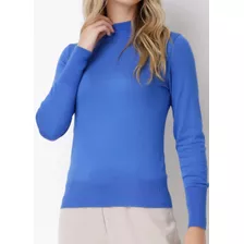 Blusa Tricot Gola Alta - Azul