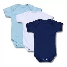 Kit Body Para Bebê Menino 3 Peças Básico Oceano Azul