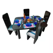 Comedor De Madera Chocoazul C Accesorios Para Muñecas 