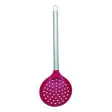 Escumadeira De Silicone Com Cabo Inox Elite Utensílios Yazi Cor Vermelho