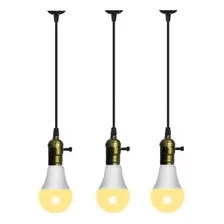 Lámpara Colgante Vintage Con Ampolleta Led E27 8w 220v X3