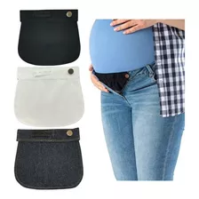 Pack 3 Extensores Pantalón Para Embarazadas, Tela Resistente Color Negro / Jean Oscuro / Blanco