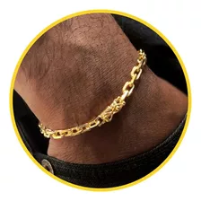 Pulseira Masculina Moeda Antiga Banhada A Ouro 18k 6mm