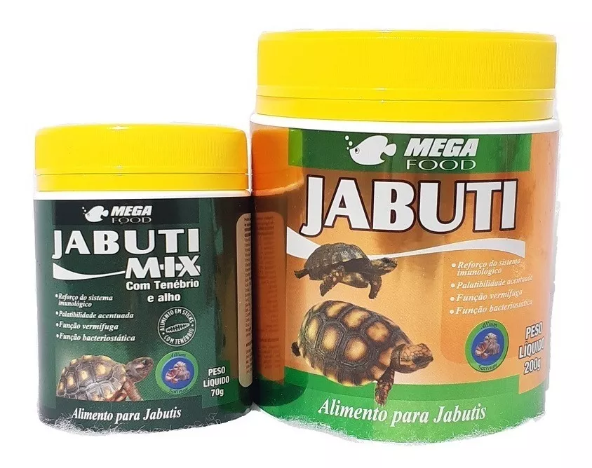 Ração Mega Food Jabuti 200g  Com Alho + Jabuti Mix 70g Larva