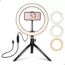 Anel De Luz Ringlight Iluminador Ring Light Pequeno Tripé Cor Da Estrutura Preto Cor Da Luz Branco-frio/neutro/quente 110v/220v (bivolt)