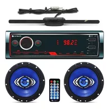 Kit Aparelho Som Radio Bluetooth Falante 6 130w Rms + Antena