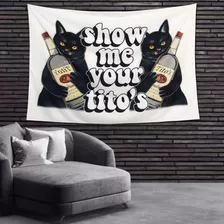 Tapiz Divertido Estilo Gato Negro Meme Sala Estar Decoracion