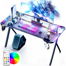 Escritorio Para Juegos Con Luces Led, Mesa De Ordenador Para