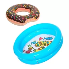 Kit Piscina + Boia Donut Praia Verão Sol Kids Piscina Calor