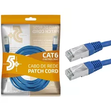 Kit 10 Und Cabo De Rede Patch Cord Cat6e Ftp 2 Metros Azul