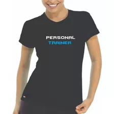 Camiseta Baby Look Personal Trainer Feminina Dry Blue