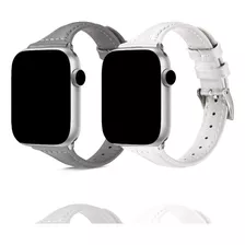 Pulseira Couro Genuíno Slim Fina Para Apple Watch E Iwo