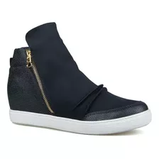 Tênis Siena Sneakers Preto Com Salto Interno 65530