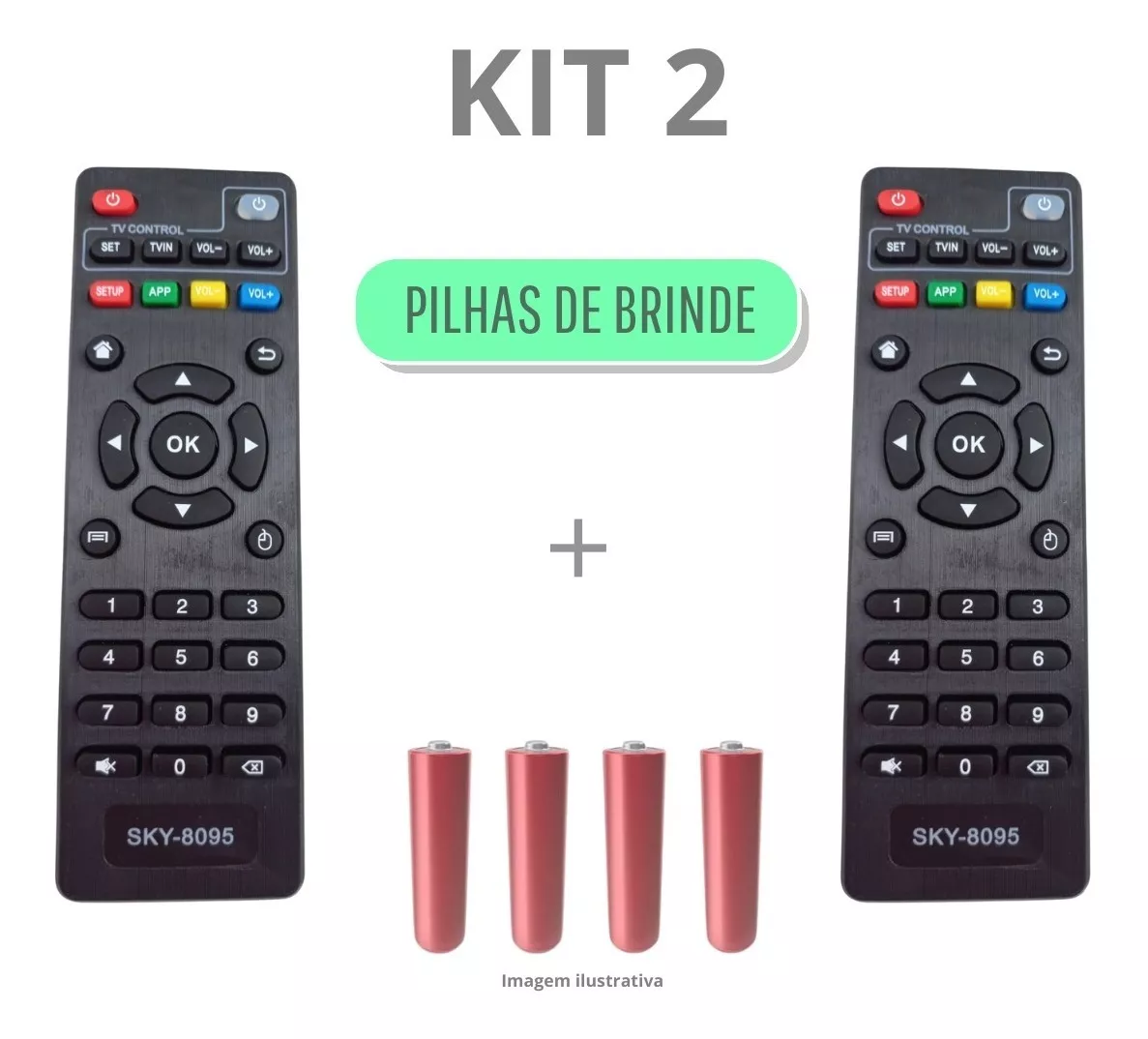 Kit 2 Controle Remoto Smart Tv Box 4k Universal Pro