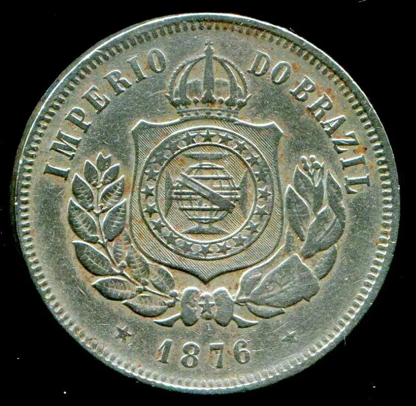 Moeda Antiga Brasil Império 200 Réis 1876 Níquel  V19 L.4267