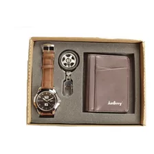 Set Regalo Hombre Reloj Elegante Cartera Llavero Rin Sport