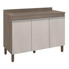 Balcão Gabinete 119cm 3 Portas Com Tampo Karen Malbec/avelã