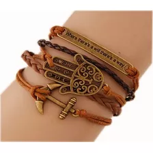 Pulsera Infinity Mano Hamsa Café