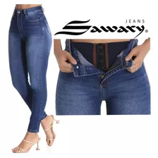 Calça Sawary Jeans Lycra Modela Cintura Cinta Compressora 