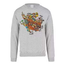 Sudadera Bowser Y Sus Koopalings Barco Mario Bros Gris Jaspe