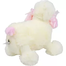 Cachorro Poodle De Pelúcia Laço Rosa - Bbr Toys