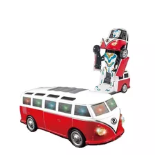 Carro Robot Transformer Combi Con Luz Juguete Niños Color Rojo Y Blanco