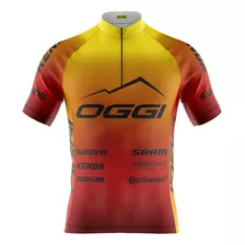 Camisa Para Ciclismo Masculina Pro Tour Oggi Laranja Uv 50+