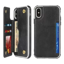 Funda Para iPhone XS Max - Negra Con Tarjetero