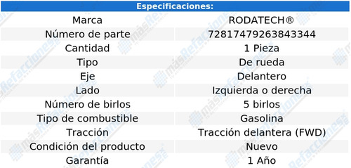 1 Maza De Rueda Del Izq/der Tucson L4 2.0l 16 Al 21 Rodatech Foto 5