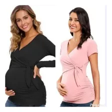 Kit 2 Blusas, Gestante, Amamentação Com Amarração