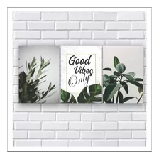 Kit 3 Placas Decorativas Good Vibes Only (30x20 Cada Placa)