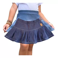 Saia Shorts Infantil Jeans Fake Azul Menina 01-10 Ano Rodada