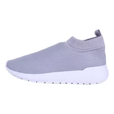 Tênis Feminino Meia Respirável Esporte Casual Cinza