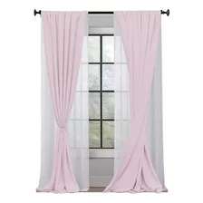 Juego De Cortinas Aline 4 Paños 145x160 En Modo Hogar