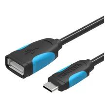 Cable Adaptador Usb A 3.0 Otg Vention Para Teléfono Celular Usb C De 10 Cm, Color Negro