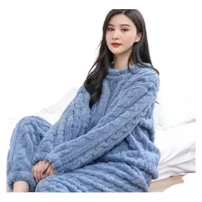 Pijama De Mujer Polar Trenzado Invierno 