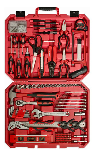 Set Herramientas Manuales Combinada Hogar Wembley 140pz 8743 Rojo
