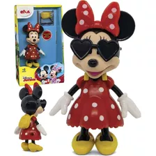 Boneca Minnie Disney 13cm Acessórios Mochila Óculos Brincar