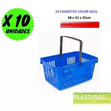 Canasto Cesto Autoservicio Supermercado X 10 Unidades Azul