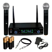 Microfone Sem Fio Wireless Profissional Tomate Mt-2210 Uhf Cor Preto