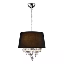 Lustre Pendente Cúpula Tecido 3 Luzes Cristal Legitimo Ø40cm